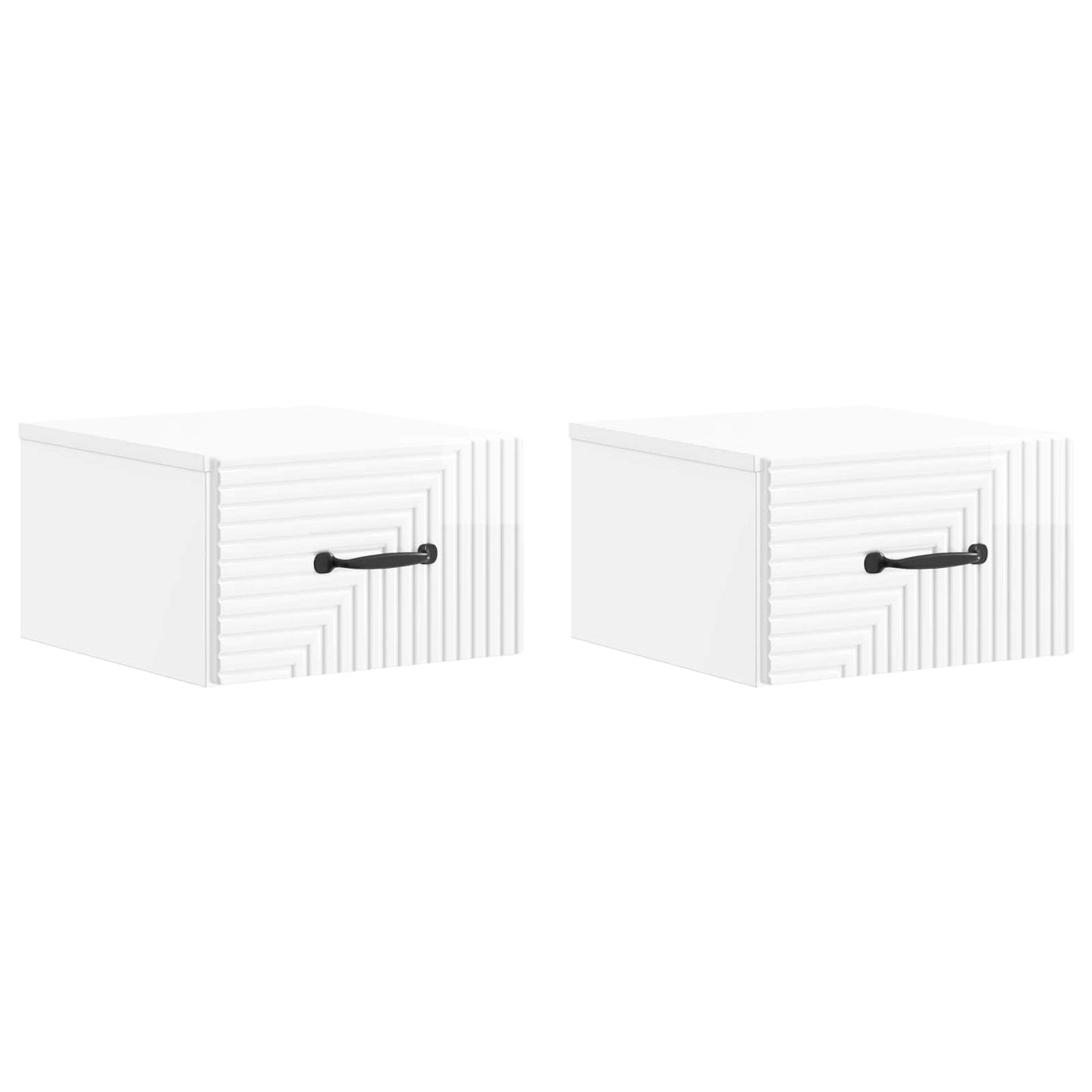 vidaXL Wall-Mounted Bedside Cabinet with Drawer 2 pcs High Gloss White