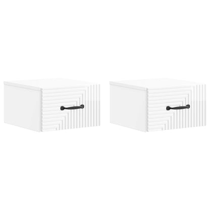 vidaXL Wall-Mounted Bedside Cabinet with Drawer 2 pcs High Gloss White