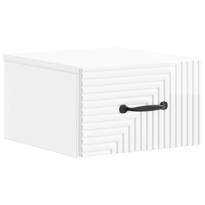 vidaXL Wall-Mounted Bedside Cabinet with Drawer 2 pcs High Gloss White