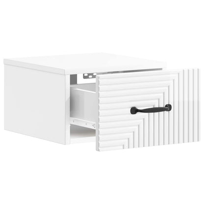 vidaXL Wall-Mounted Bedside Cabinet with Drawer 2 pcs High Gloss White
