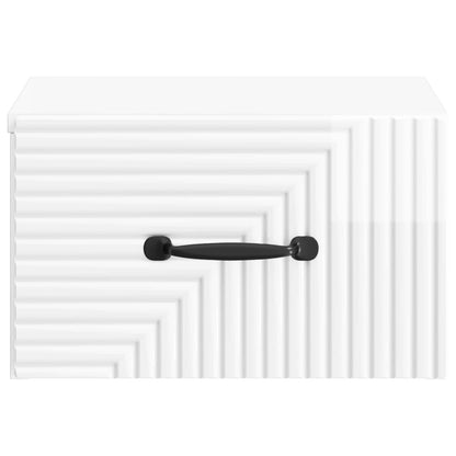 vidaXL Wall-Mounted Bedside Cabinet with Drawer 2 pcs High Gloss White