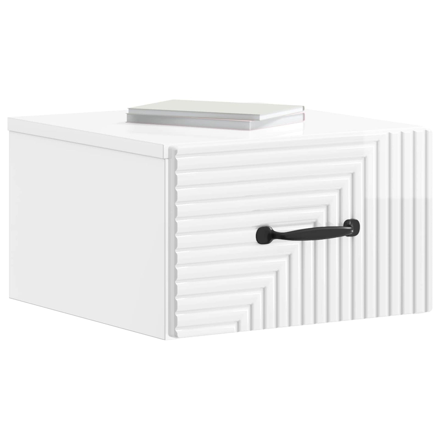 vidaXL Wall-Mounted Bedside Cabinet with Drawer 2 pcs High Gloss White
