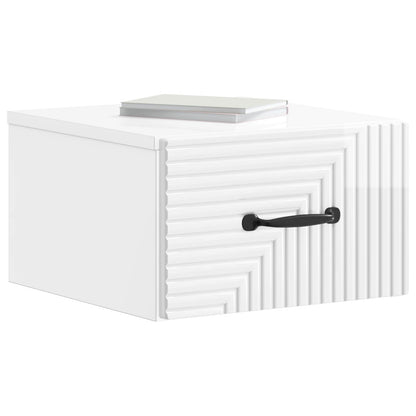 vidaXL Wall-Mounted Bedside Cabinet with Drawer 2 pcs High Gloss White