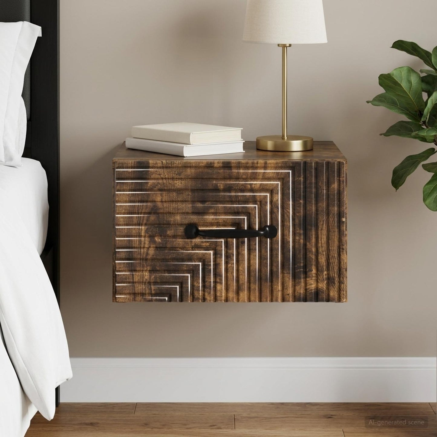 vidaXL Wall-Mounted Bedside Cabinet Smoked Oak 34.5 x 33 x 20 cm