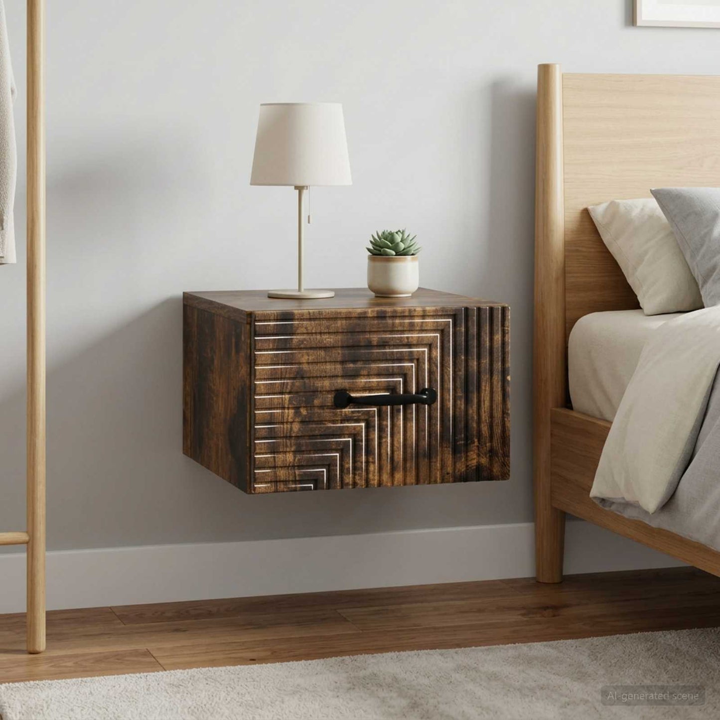 vidaXL Wall-Mounted Bedside Cabinet 2 pcs Smoked Oak 34.5 x 33 x 20 cm