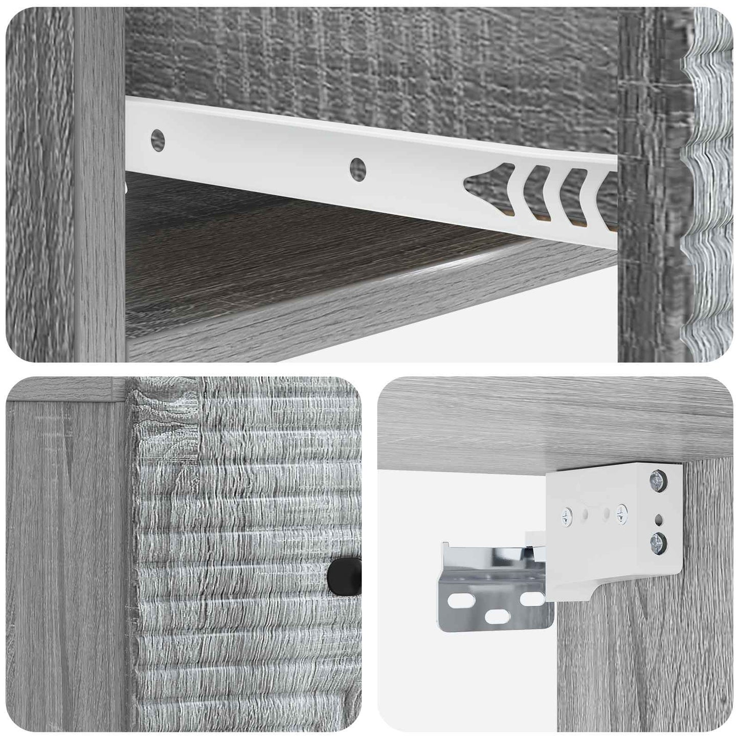 vidaXL Wall-Mounted Bedside Cabinet Grey Sonoma 34.5 x 33 x 20 cm