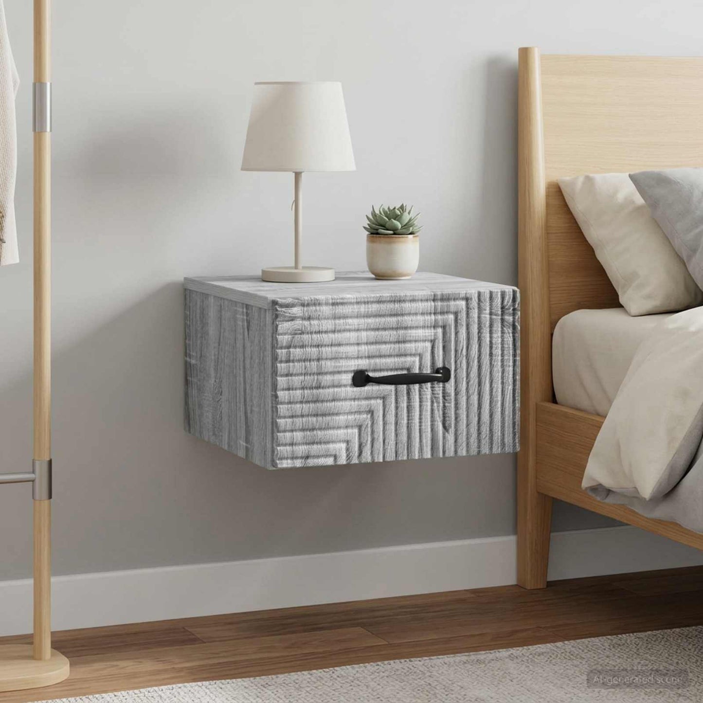 vidaXL Wall-Mounted Bedside Cabinet 2 pcs Grey Sonoma Engineered Wood