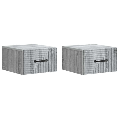 vidaXL Wall-Mounted Bedside Cabinet 2 pcs Grey Sonoma Engineered Wood