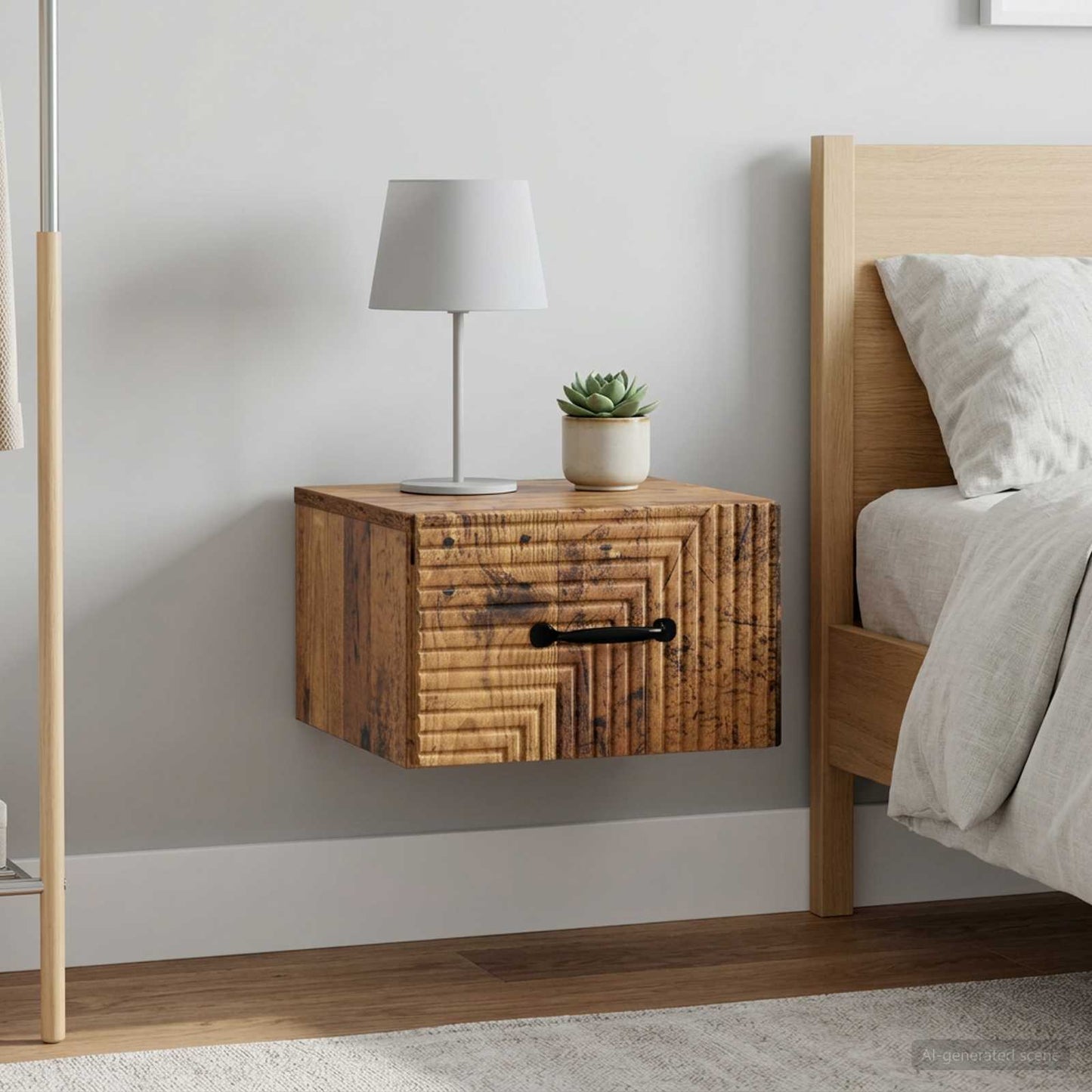 vidaXL Wall-Mounted Bedside Cabinet 2 pcs Old Wood 34.5 x 33 x 20 cm