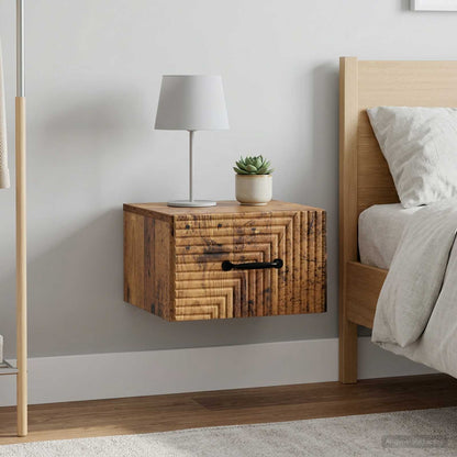 vidaXL Wall-Mounted Bedside Cabinet 2 pcs Old Wood 34.5 x 33 x 20 cm