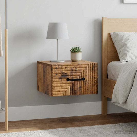 vidaXL Wall-Mounted Bedside Cabinet 2 pcs Old Wood 34.5 x 33 x 20 cm