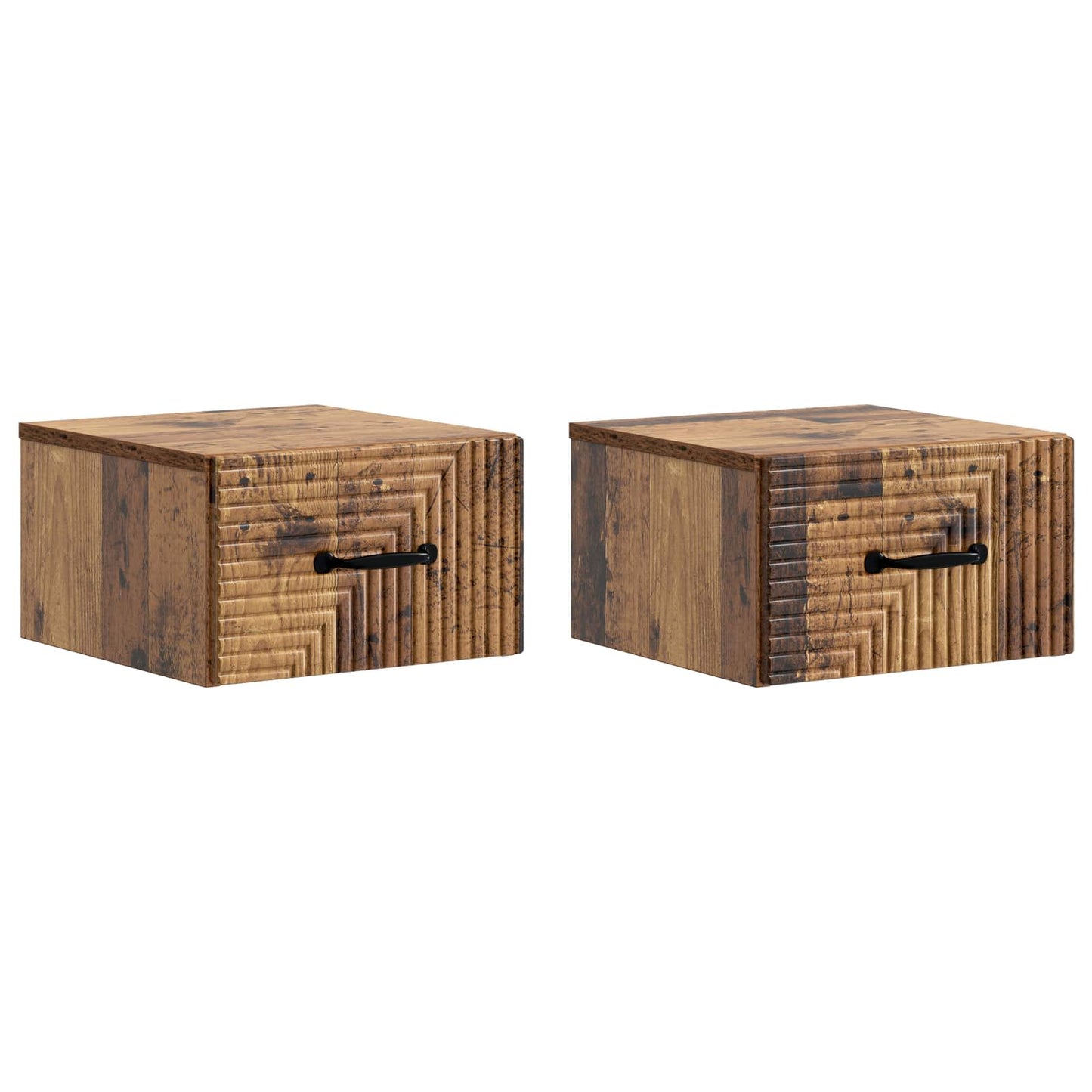vidaXL Wall-Mounted Bedside Cabinet 2 pcs Old Wood 34.5 x 33 x 20 cm
