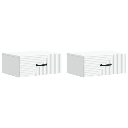 vidaXL Wall-Mounted Bedside Cabinet 2 pcs White 49 x 34.5 x 20 cm