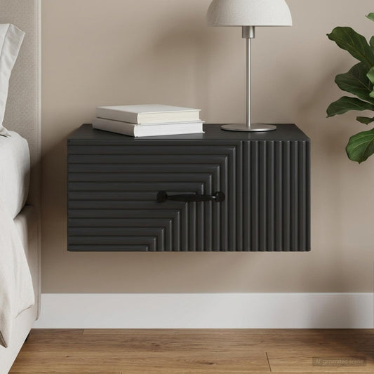 vidaXL Wall-Mounted Bedside Cabinet Black 49 x 34.5 x 20 cm