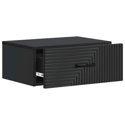 vidaXL Wall-Mounted Bedside Cabinet Black 49 x 34.5 x 20 cm