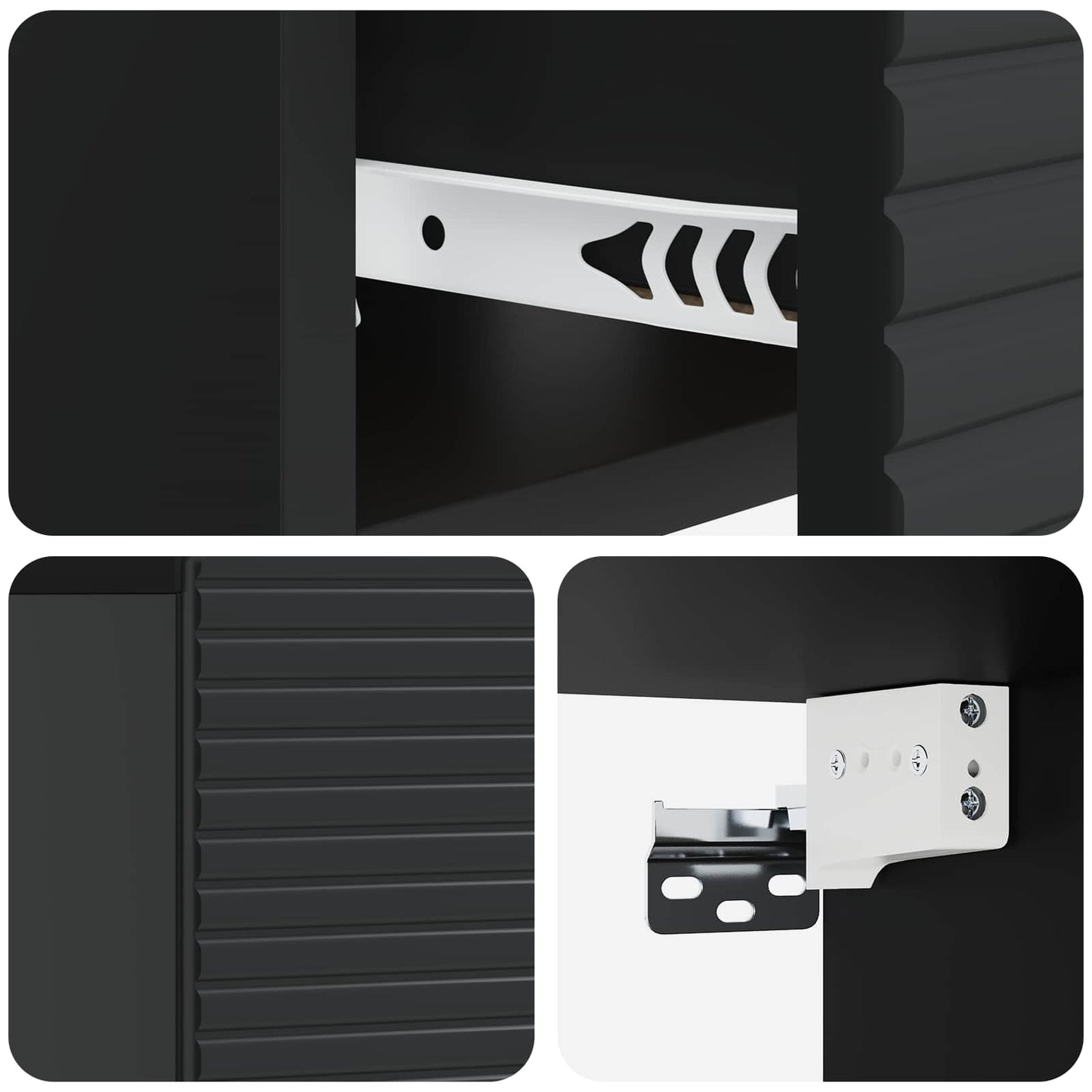 vidaXL Wall-Mounted Bedside Cabinet 2 pcs Black 49 x 34.5 x 20 cm