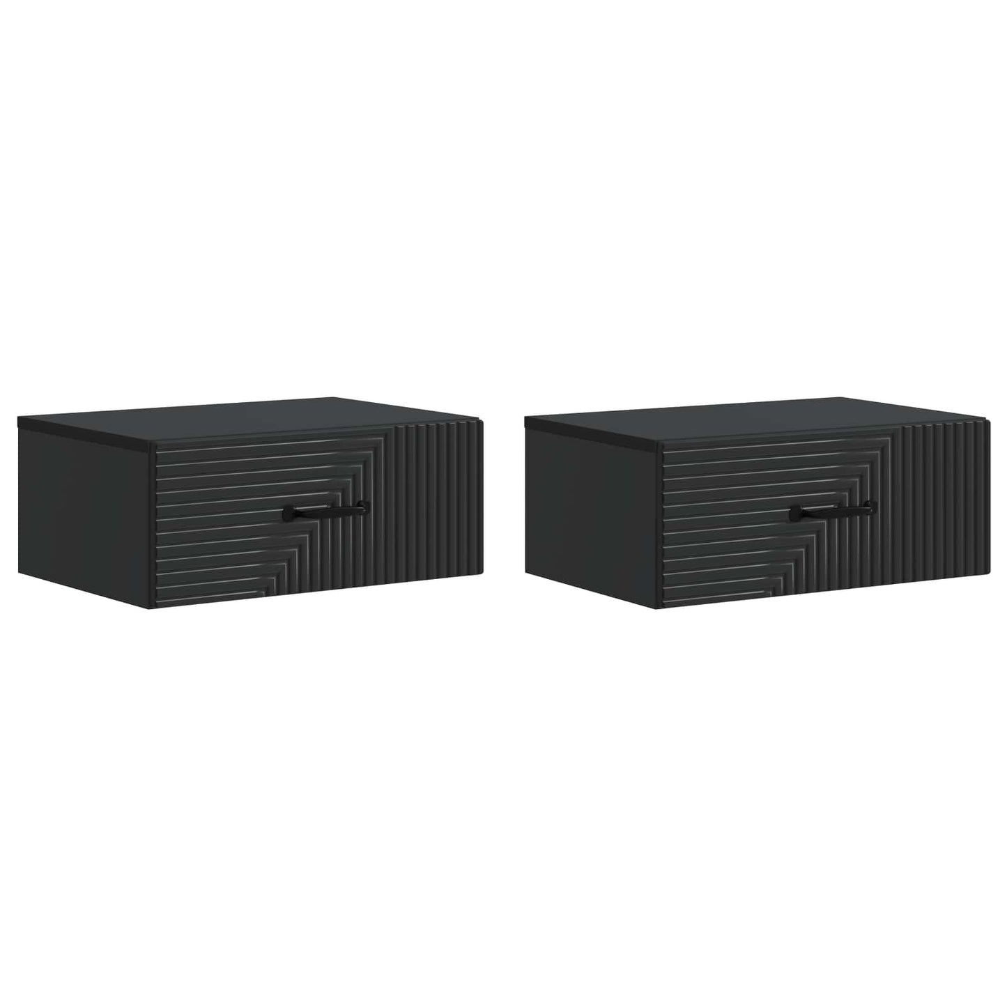 vidaXL Wall-Mounted Bedside Cabinet 2 pcs Black 49 x 34.5 x 20 cm
