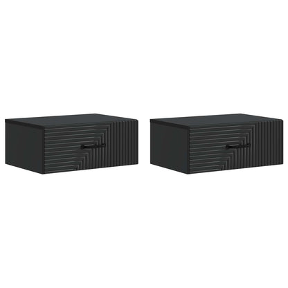 vidaXL Wall-Mounted Bedside Cabinet 2 pcs Black 49 x 34.5 x 20 cm