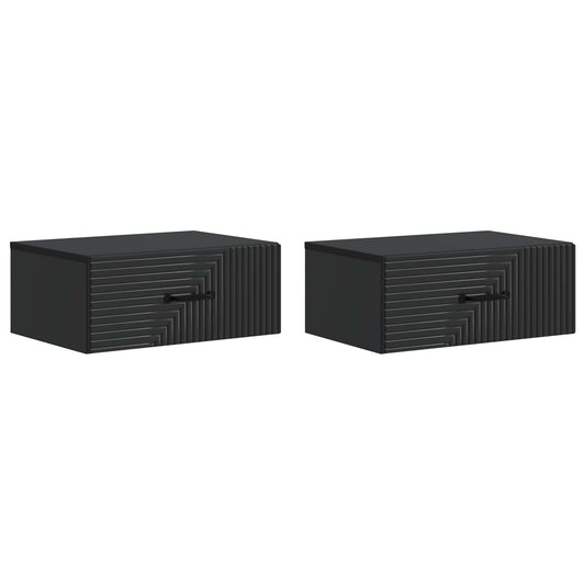 vidaXL Wall-Mounted Bedside Cabinet 2 pcs Black 49 x 34.5 x 20 cm