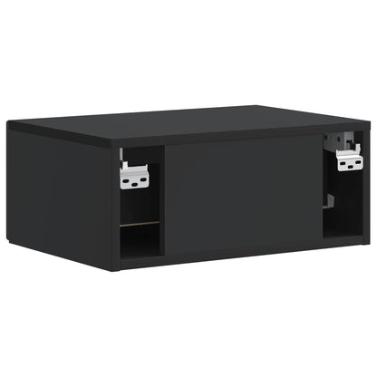 vidaXL Wall-Mounted Bedside Cabinet 2 pcs Black 49 x 34.5 x 20 cm
