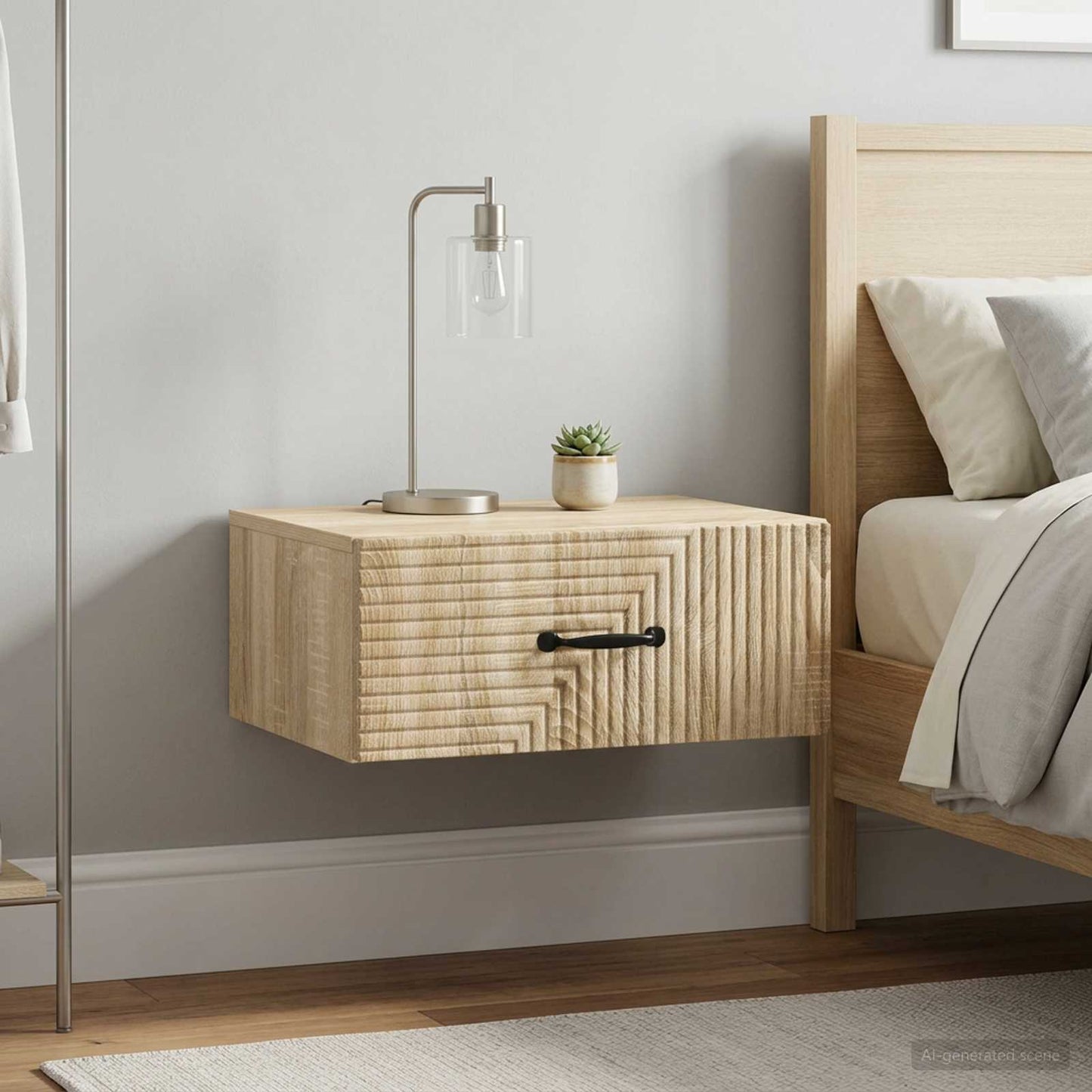 vidaXL Wall-Mounted Bedside Cabinet 2 pcs Sonoma Oak 49 x 34.5 x 20 cm