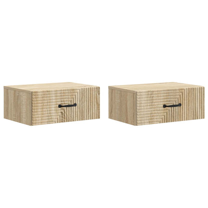 vidaXL Wall-Mounted Bedside Cabinet 2 pcs Sonoma Oak 49 x 34.5 x 20 cm