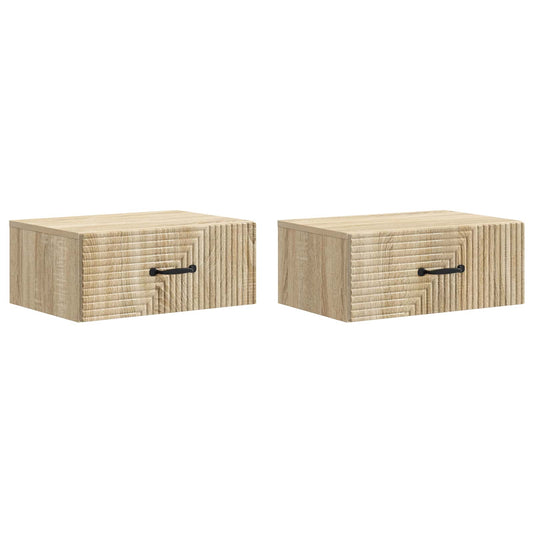 vidaXL Wall-Mounted Bedside Cabinet 2 pcs Sonoma Oak 49 x 34.5 x 20 cm