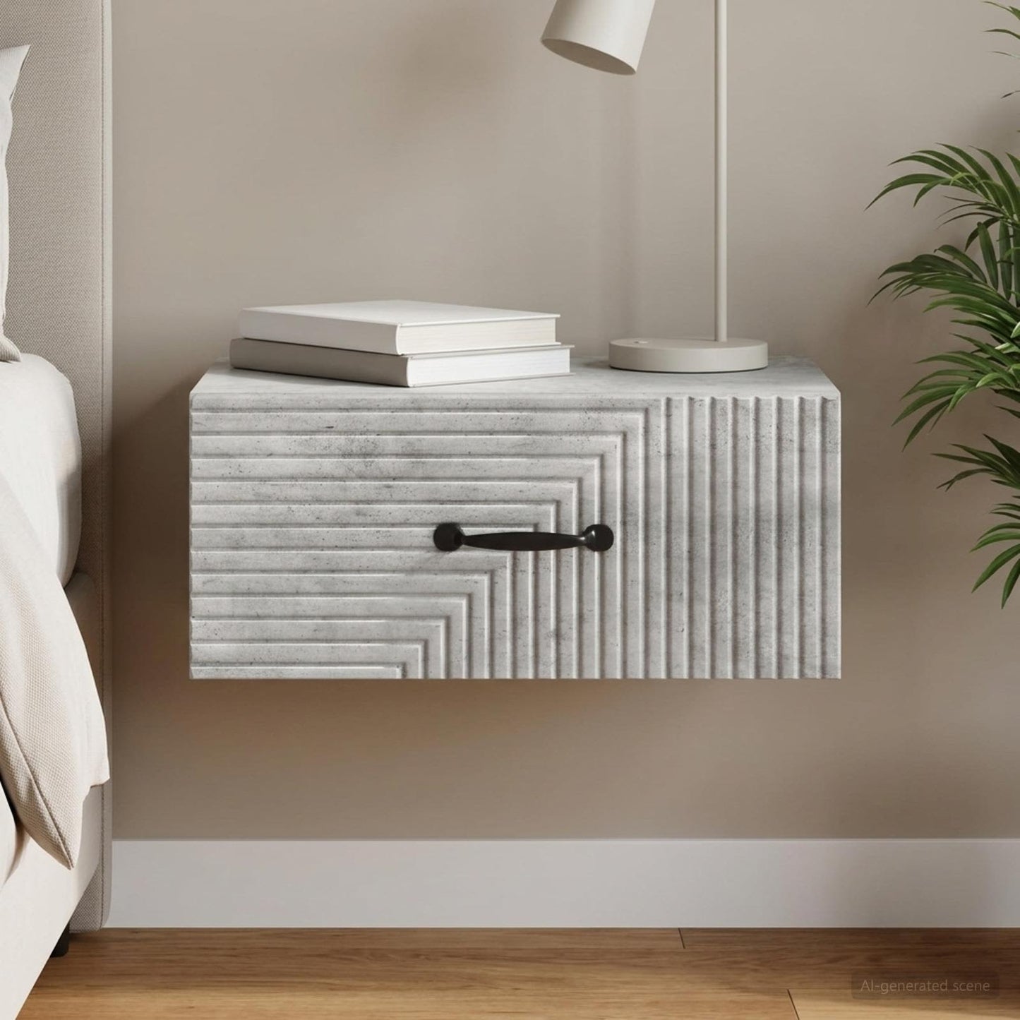 vidaXL Wall-Mounted Bedside Cabinet Concrete Grey 49 x 34.5 x 20 cm