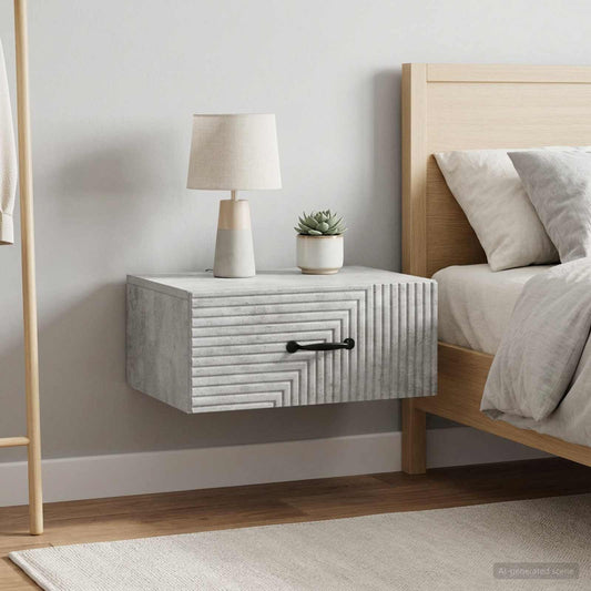 vidaXL Wall-Mounted Bedside Cabinet with Drawer 2 pcs Concrete Grey
