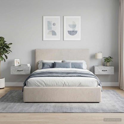 vidaXL Wall-Mounted Bedside Cabinet with Drawer 2 pcs Concrete Grey