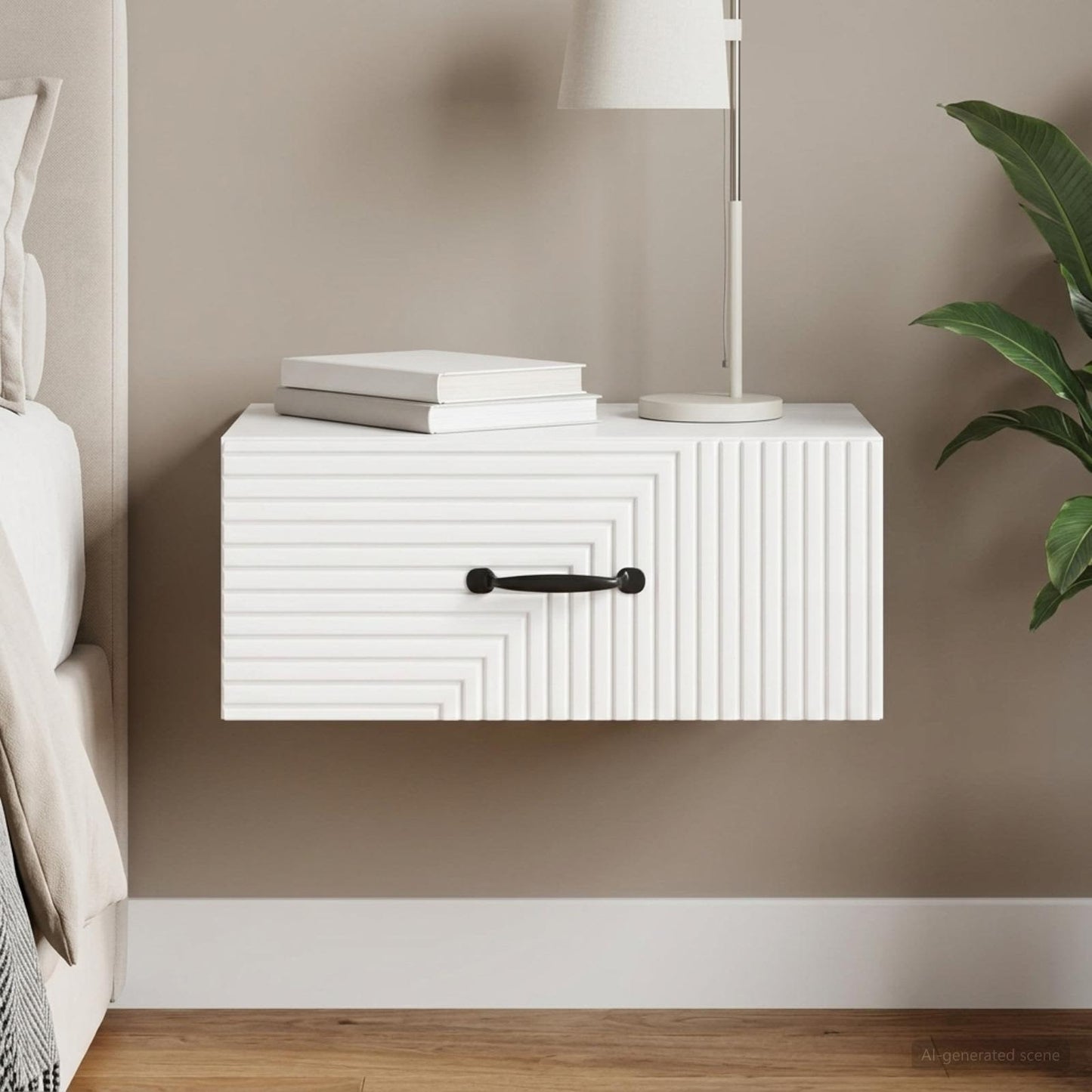 vidaXL Wall-Mounted Bedside Cabinet High Gloss White 49 x 34.5 x 20 cm