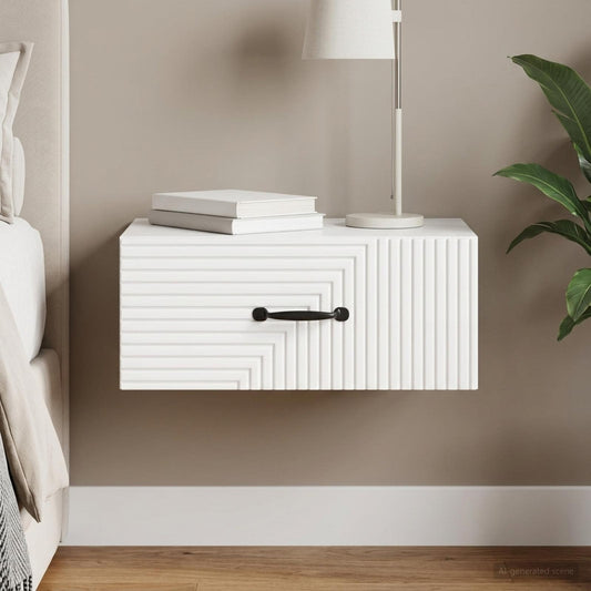 vidaXL Wall-Mounted Bedside Cabinet High Gloss White 49 x 34.5 x 20 cm