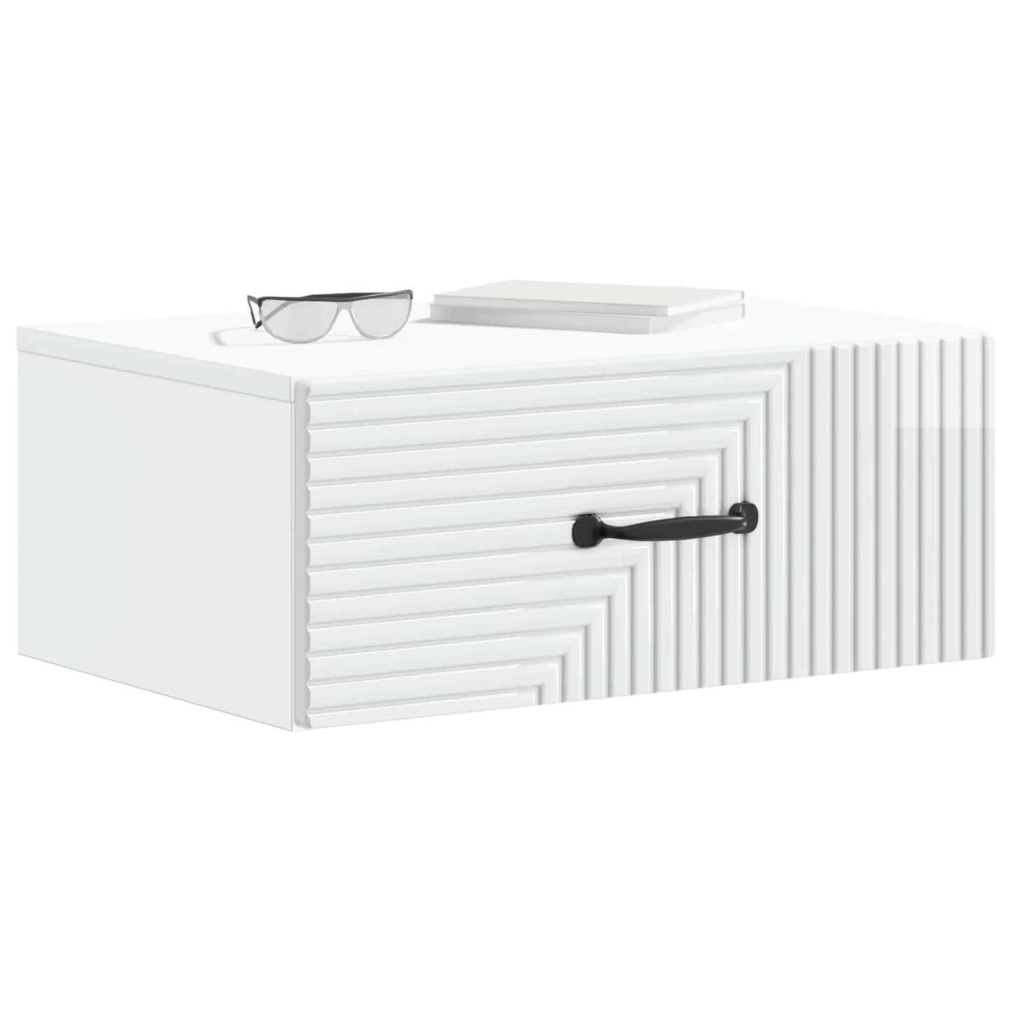 vidaXL Wall-Mounted Bedside Cabinet High Gloss White 49 x 34.5 x 20 cm