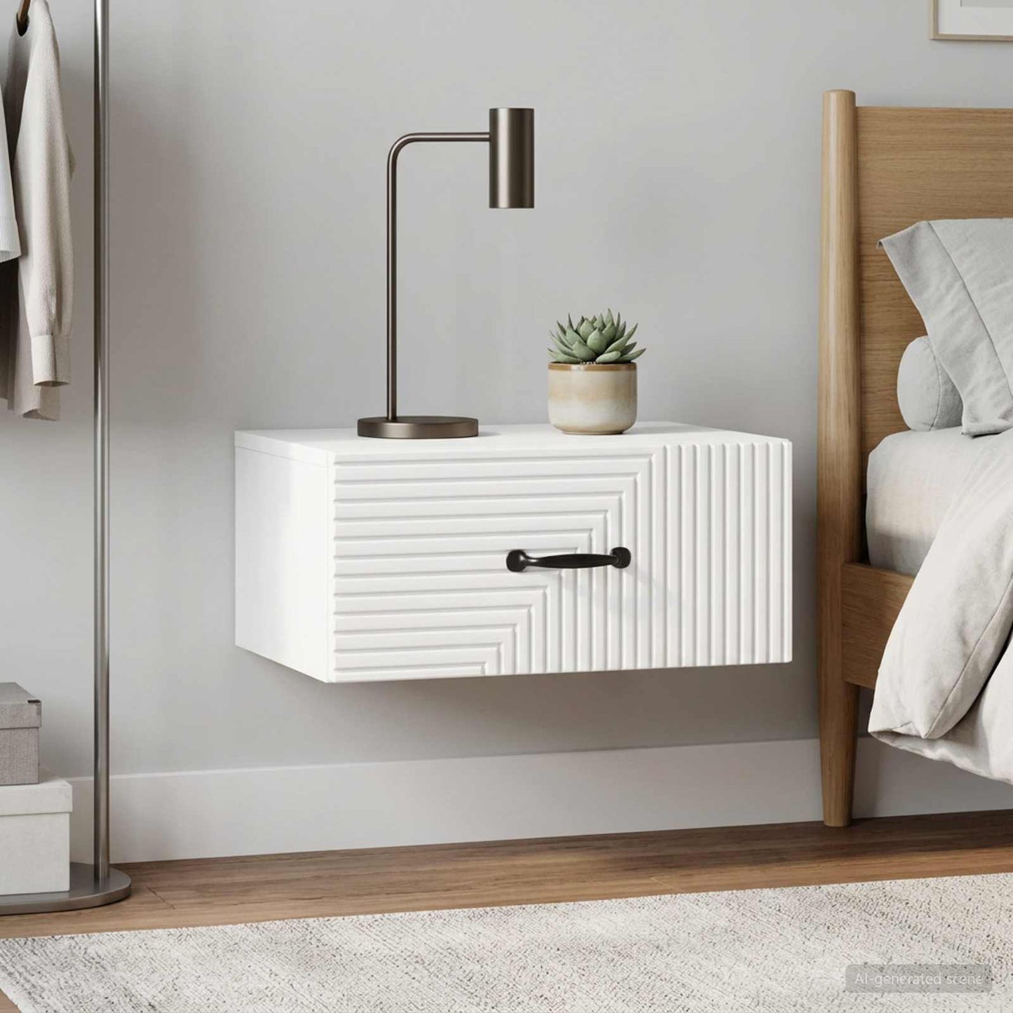 vidaXL Wall-Mounted Bedside Cabinet with Drawer 2 pcs High Gloss White