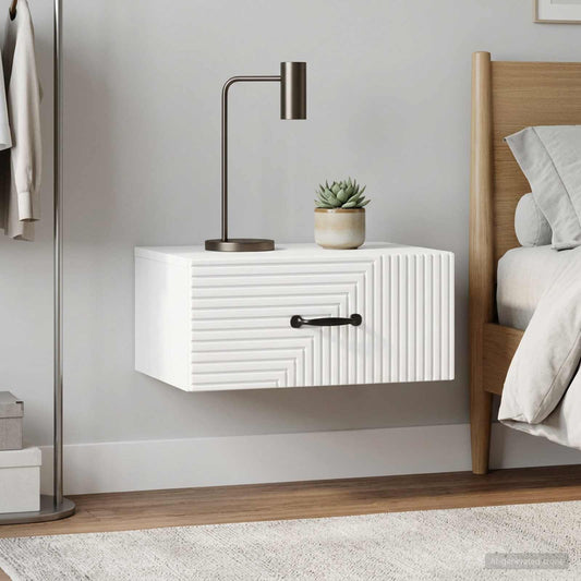 vidaXL Wall-Mounted Bedside Cabinet with Drawer 2 pcs High Gloss White