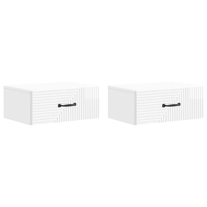 vidaXL Wall-Mounted Bedside Cabinet with Drawer 2 pcs High Gloss White