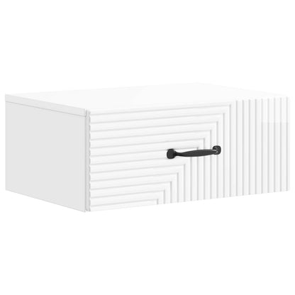 vidaXL Wall-Mounted Bedside Cabinet with Drawer 2 pcs High Gloss White