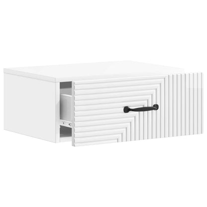 vidaXL Wall-Mounted Bedside Cabinet with Drawer 2 pcs High Gloss White