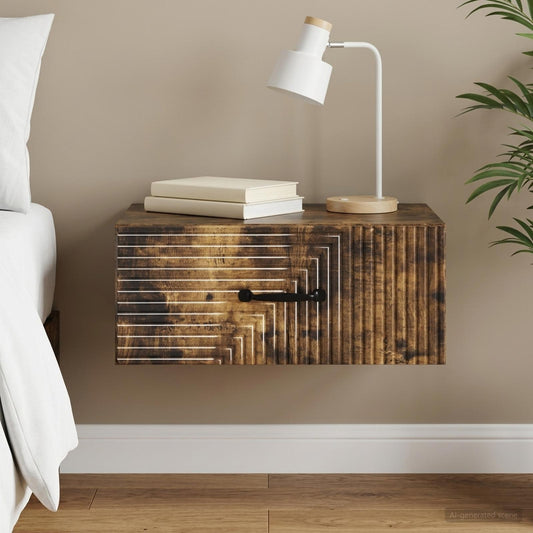 vidaXL Wall-Mounted Bedside Cabinet Smoked Oak 49 x 34.5 x 20 cm