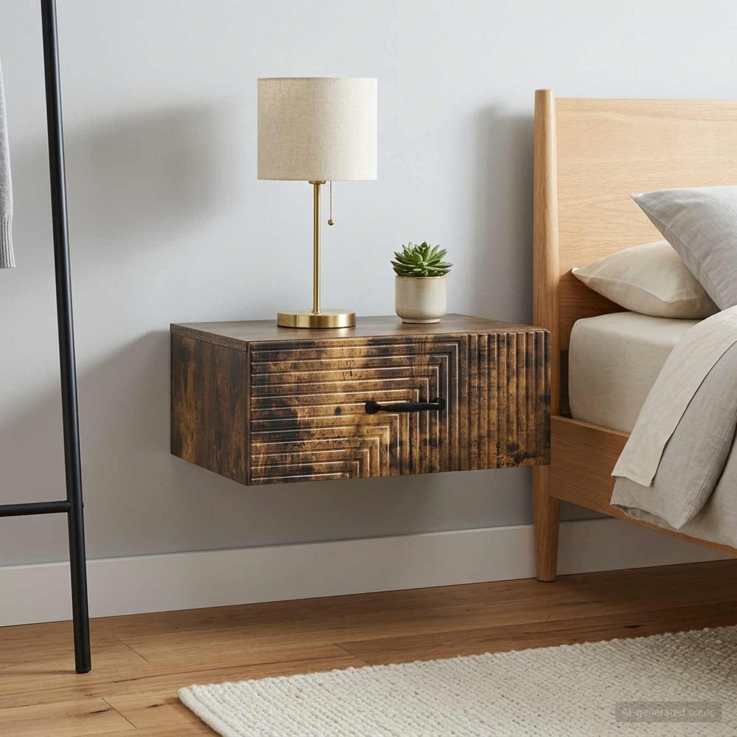 vidaXL Wall-Mounted Bedside Cabinet 2 pcs Smoked Oak 49 x 34.5 x 20 cm