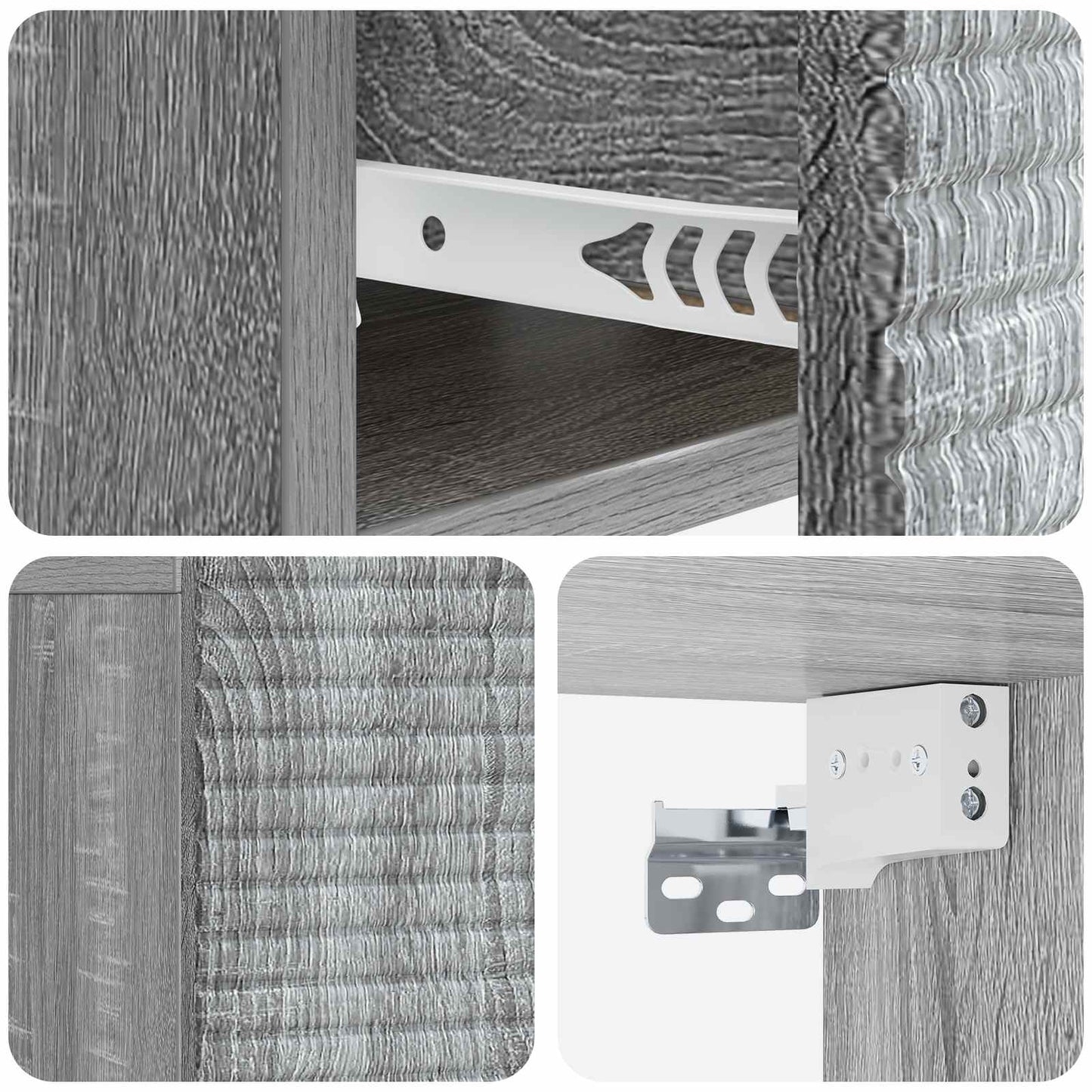 vidaXL Wall-Mounted Bedside Cabinet Grey Sonoma 49 x 34.5 x 20 cm