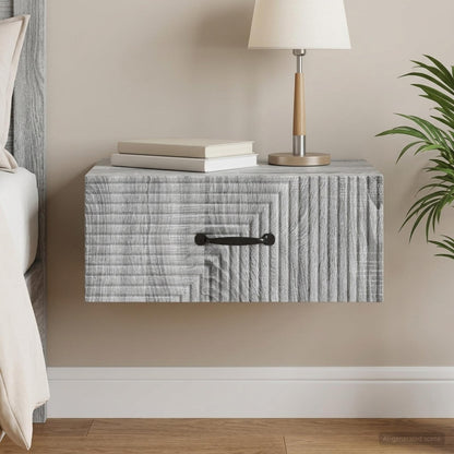 vidaXL Wall-Mounted Bedside Cabinet Grey Sonoma 49 x 34.5 x 20 cm