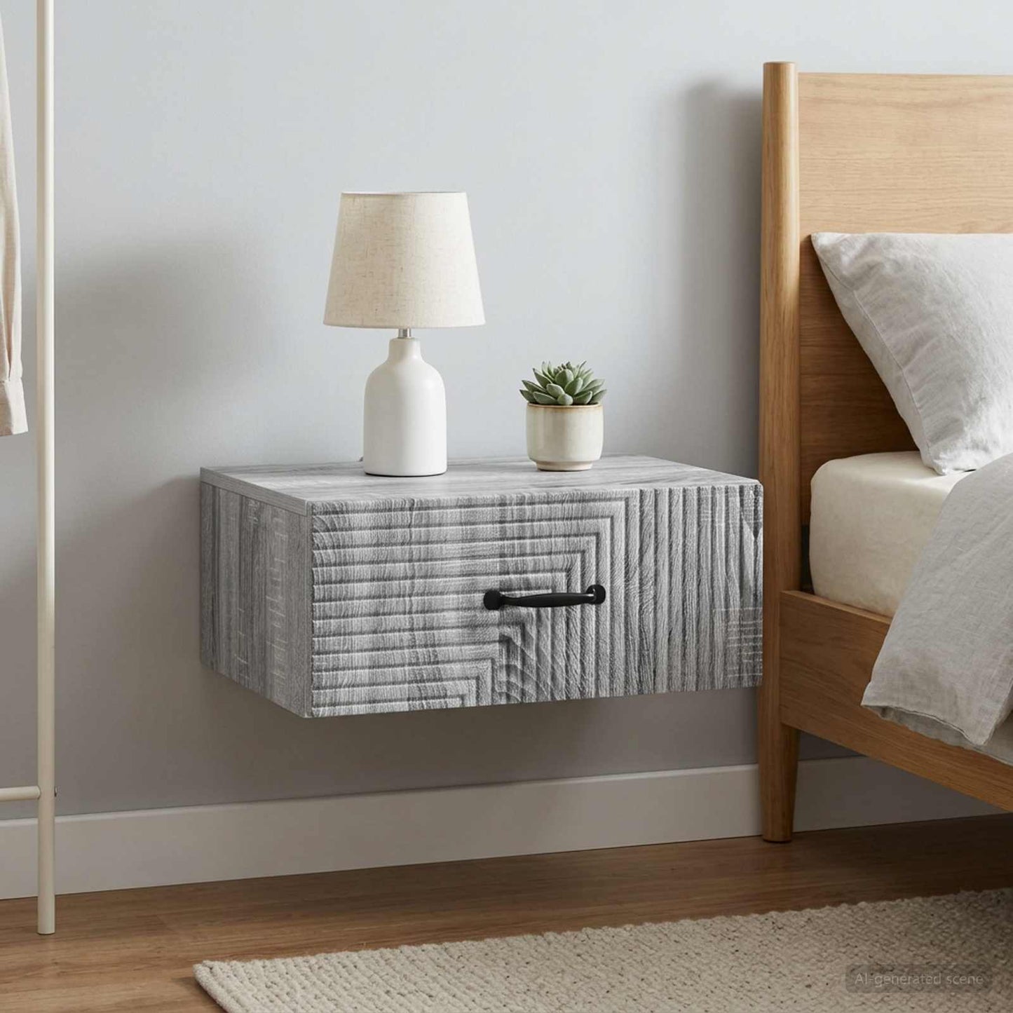 vidaXL Wall-Mounted Bedside Cabinet 2 pcs Grey Sonoma Engineered Wood