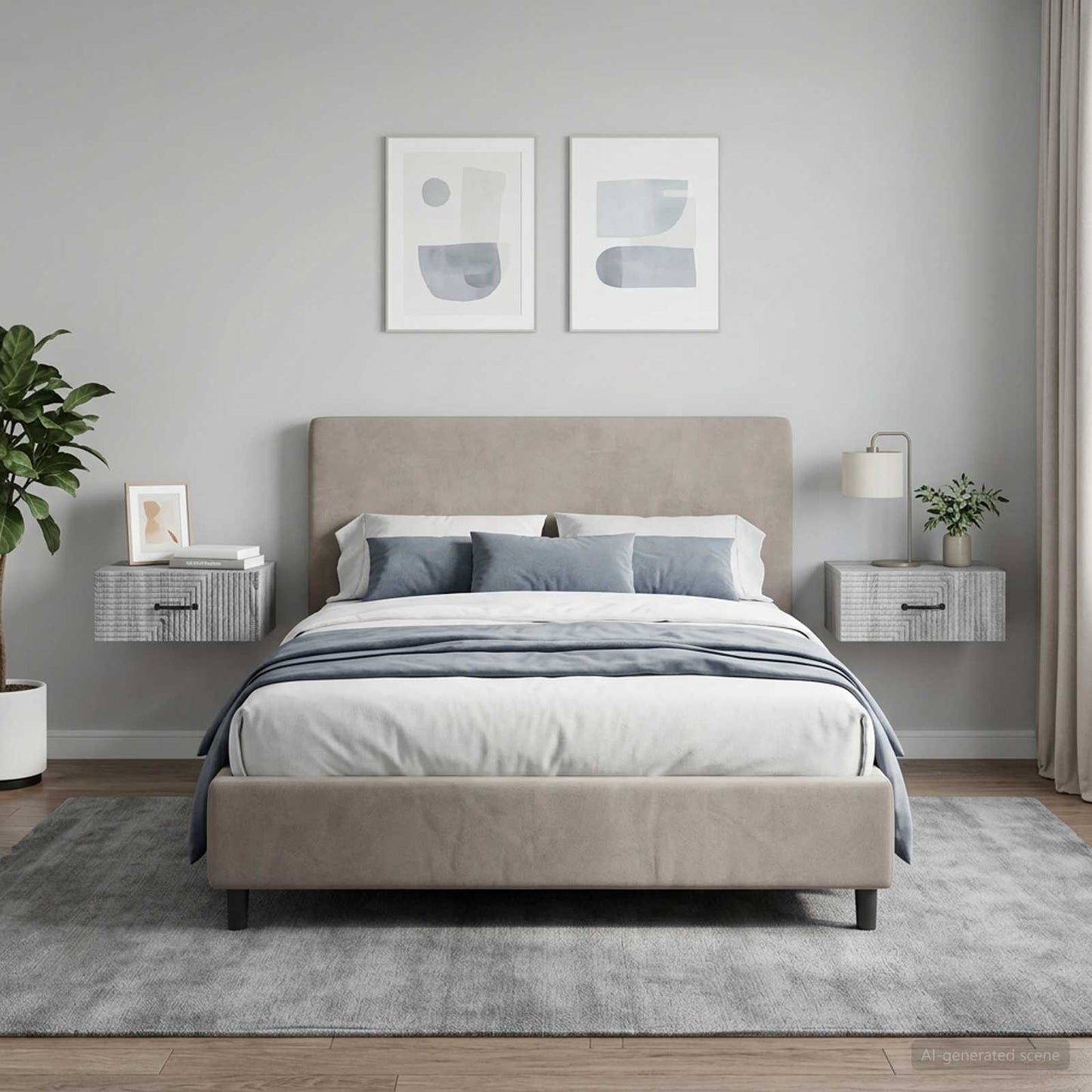 vidaXL Wall-Mounted Bedside Cabinet 2 pcs Grey Sonoma Engineered Wood
