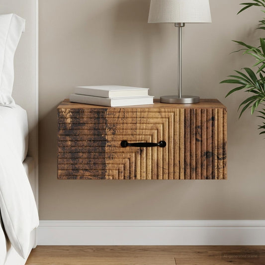 vidaXL Wall-Mounted Bedside Cabinet Old Wood 49 x 34.5 x 20 cm