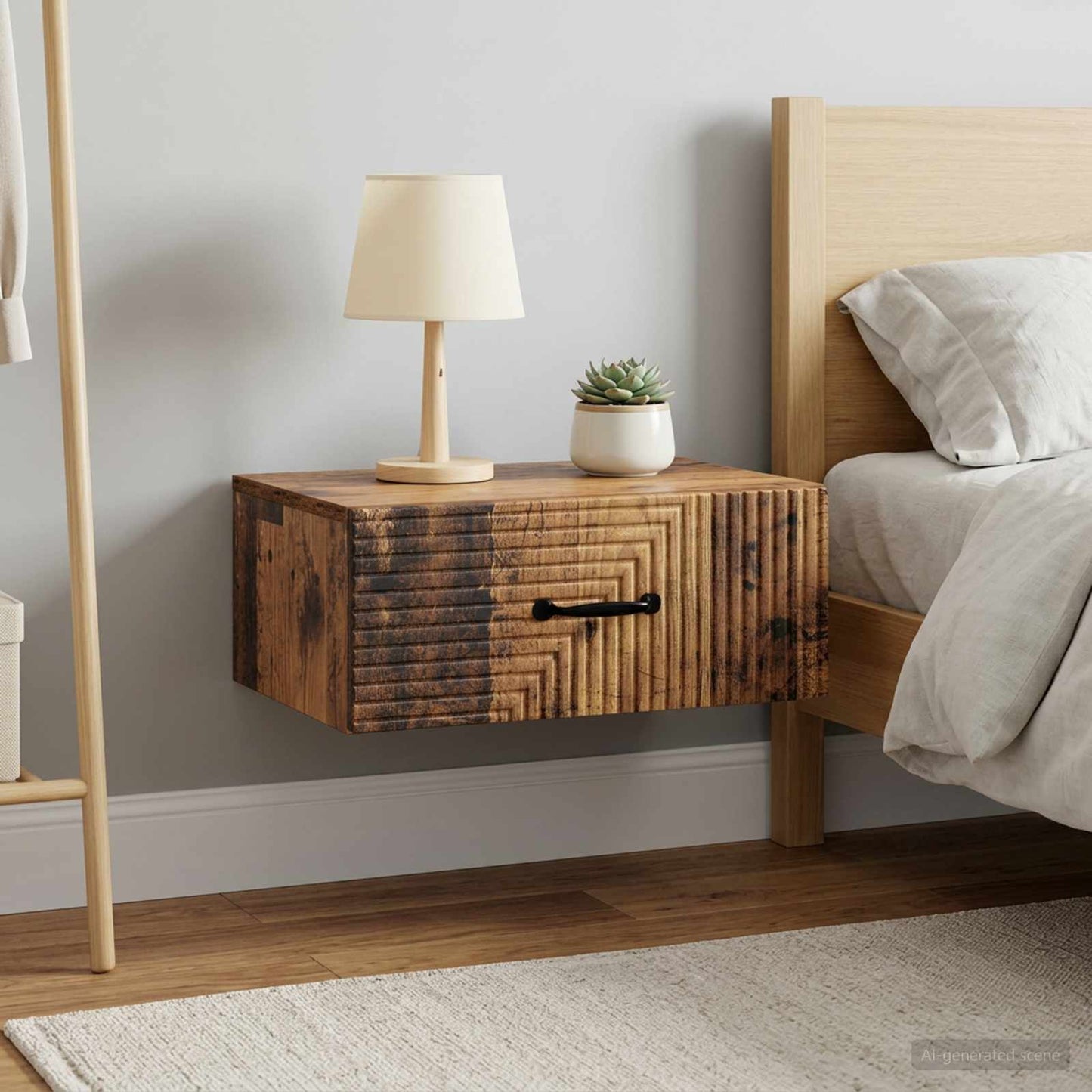 vidaXL Wall-Mounted Bedside Cabinet 2 pcs Old Wood 49 x 34.5 x 20 cm