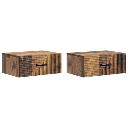 vidaXL Wall-Mounted Bedside Cabinet 2 pcs Old Wood 49 x 34.5 x 20 cm