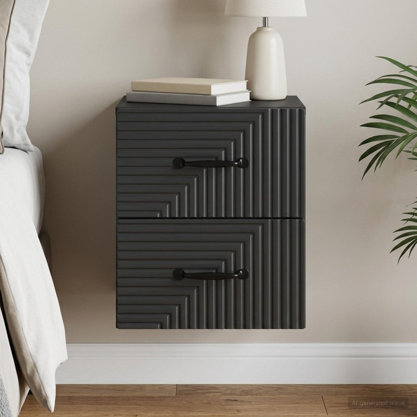 vidaXL Wall-Mounted Bedside Cabinet Black 34.5 x 33 x 40 cm