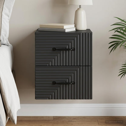 vidaXL Wall-Mounted Bedside Cabinet Black 34.5 x 33 x 40 cm