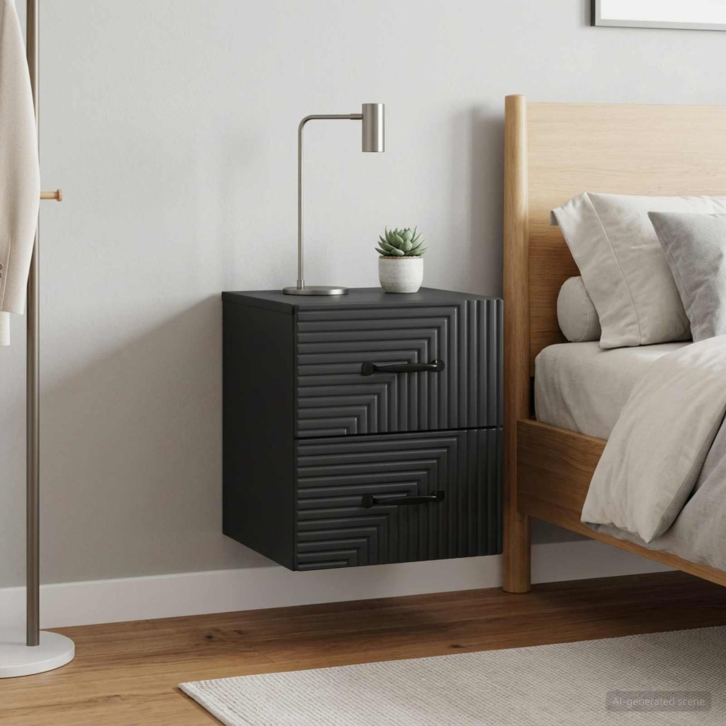 vidaXL Wall-Mounted Bedside Cabinet 2 pcs Black 34.5 x 33 x 40 cm